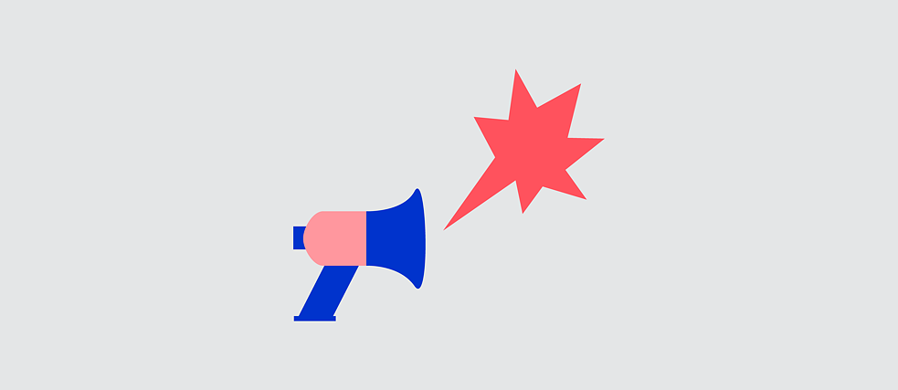Illustration: Megafon mit gezackter Sprechblase