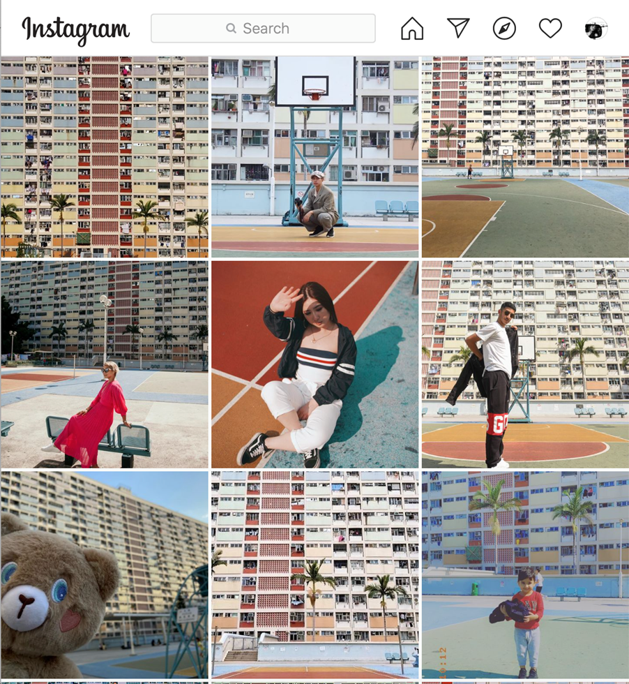 Figure 2. social housing in Hong Kong  Instagram location . Source: https://www.instagram.com/explore/locations/611757194/choi-hung-estate/, 2020