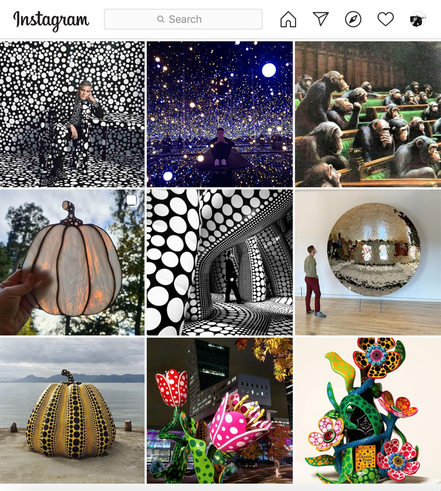 Figure 4. Exhibition of the artist #Kusama in Instagram. 