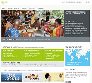 So sieht die Startseite von www.goethe.de heute aus.