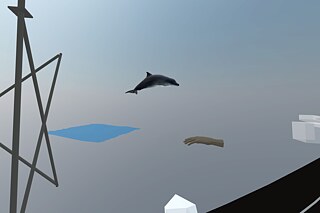 Media installation "Digital Twin" by the artists Asli Serbest / Mona Mahall: view from the digital model of the embassy grounds in the direction of the Bosphorus. 