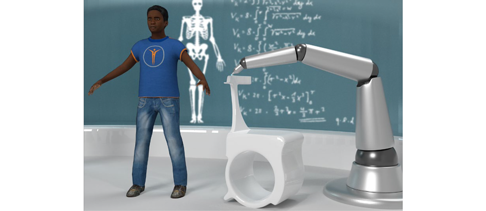 ¿Cómo podría ser una producción biointeligente, por ejemplo, de sillas o asientos ergonómicos en el futuro? Imaginemos: El cliente selecciona individualmente el tipo de madera, la forma, el tamaño y el color, mientras que el software inteligente desarrolla el plano para la silla que se adapta de manera perfectamente ergonómica a la forma de su cuerpo. Los módulos básicos, que se construyen igual para cada silla, se producen en fábricas. Sólo entonces se producen directamente en su hogar las piezas especiales adaptadas ergonómicamente con dispositivos de biofabricación inteligentes hechos de astillas residuales de madera y aglutinantes de base biológica y se conectan al módulo básico. Los recursos disponibles localmente se utilizan para todo el proceso de producción. La fabricación aditiva de biomateriales como la madera ya es posible hoy en día.