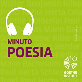 Das grüne Goethe-Institut Cover mit einem weiss gemalten Kopfhörer unter dem “Minuto Poesia” steht