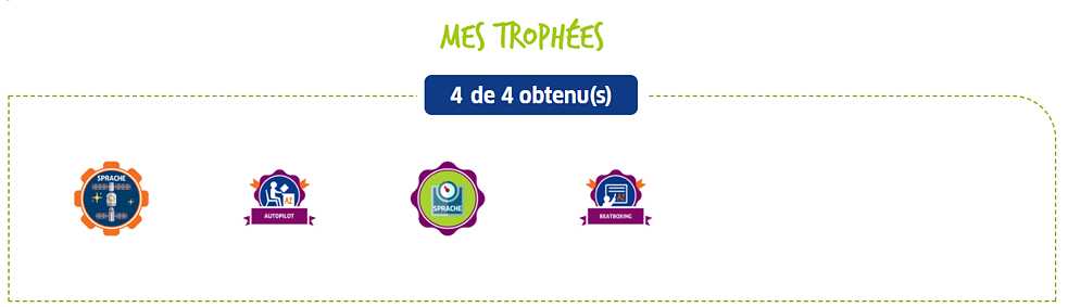 Mes trophées - aperçu des badges déjà obtenus - version française