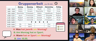 Students from an online course look at a table © Photo (detail): © Goethe-Institut Thailand Deutsch-Café 1