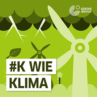 Windturbinen, Wolken und Blitze sind auf grünem Untergrund abgebildet