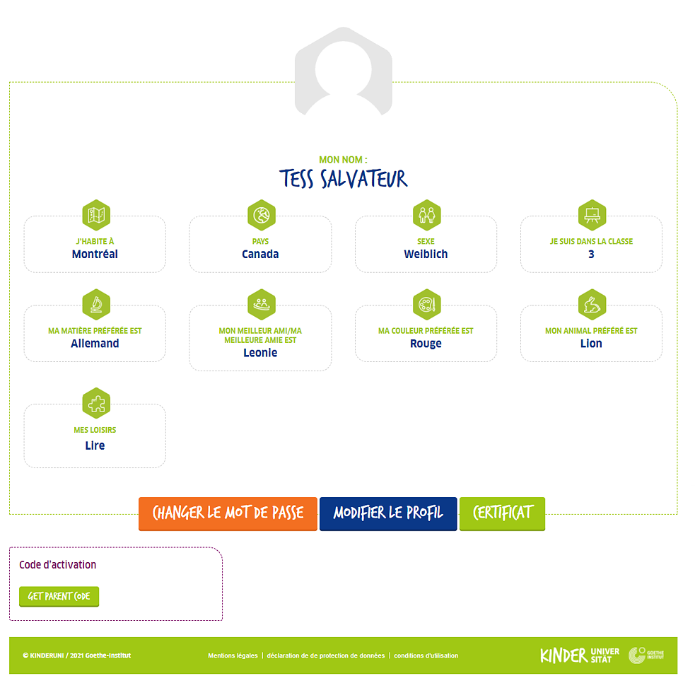 Codes d’activation - version française