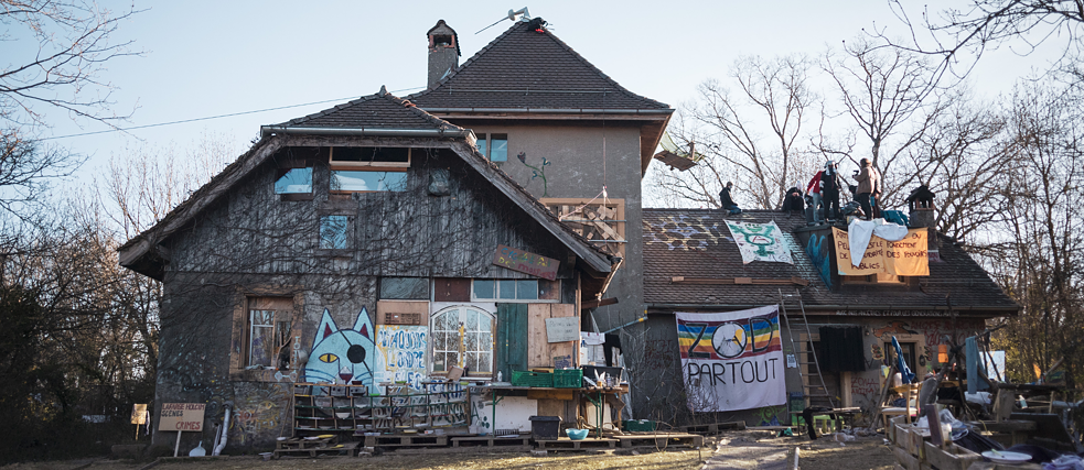 The ZAD [Zone à Défendre (Zone to Defend)] de la Colline is a protest camp on Mormont Hill in Switzerland. It is the first ZAD in Switzerland and was built to prevent the expansion of a quarry by the cement company Holcim.