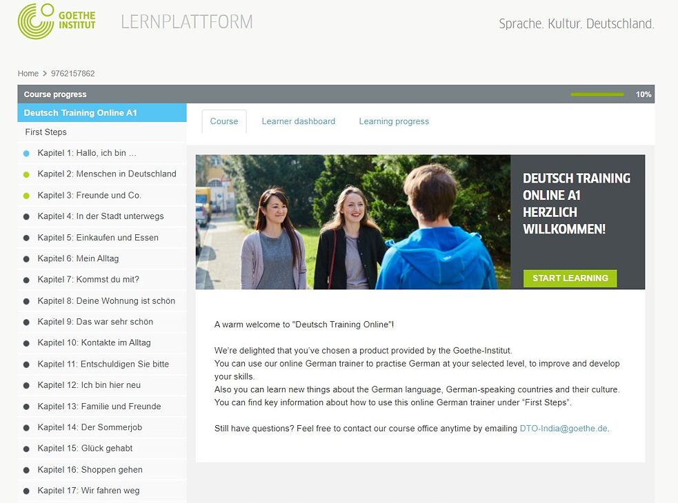 El Entrenamiento de Alemán en línea ofrece extensos materiales para aprender alemán.