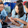 Students examine the water quality of the Chao Phraya River.
