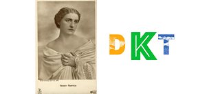 Henny Porten. Photopostkarte des Ateliers (Otto) Becker & (Heinrich) Maass. Film-Sterne 159/5 und das Logo des Deutsches Kulturzentrums in Tampere