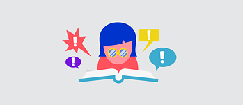 Illustration: two speech bubbles above a book