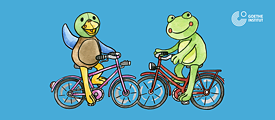 Felix and Franzi are cycling