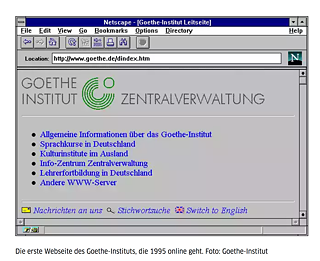 Le premier site web du Goethe-Institut en 1995