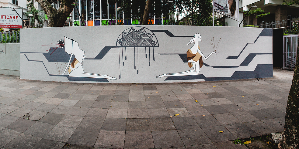 Arte de Diogenes Machado no muro do Goethe-Institut Porto Alegre