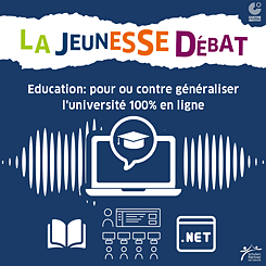 PASCH Tunisie : Les jeunes débattent du pour et du contre de l'introduction d'une université 100% en ligne, affiche
