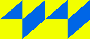 gelber Hintergrund mit blauen geometrischen Formen als visuelle Identität des Projekts