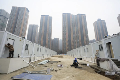 Fangcang-Isolationszentrum mit über 1000 Quarantäne-Zimmern in Xi'an vor der Fertigstellung