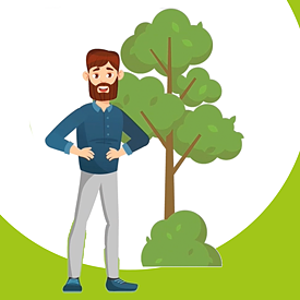 A man is standing in front of a tree.