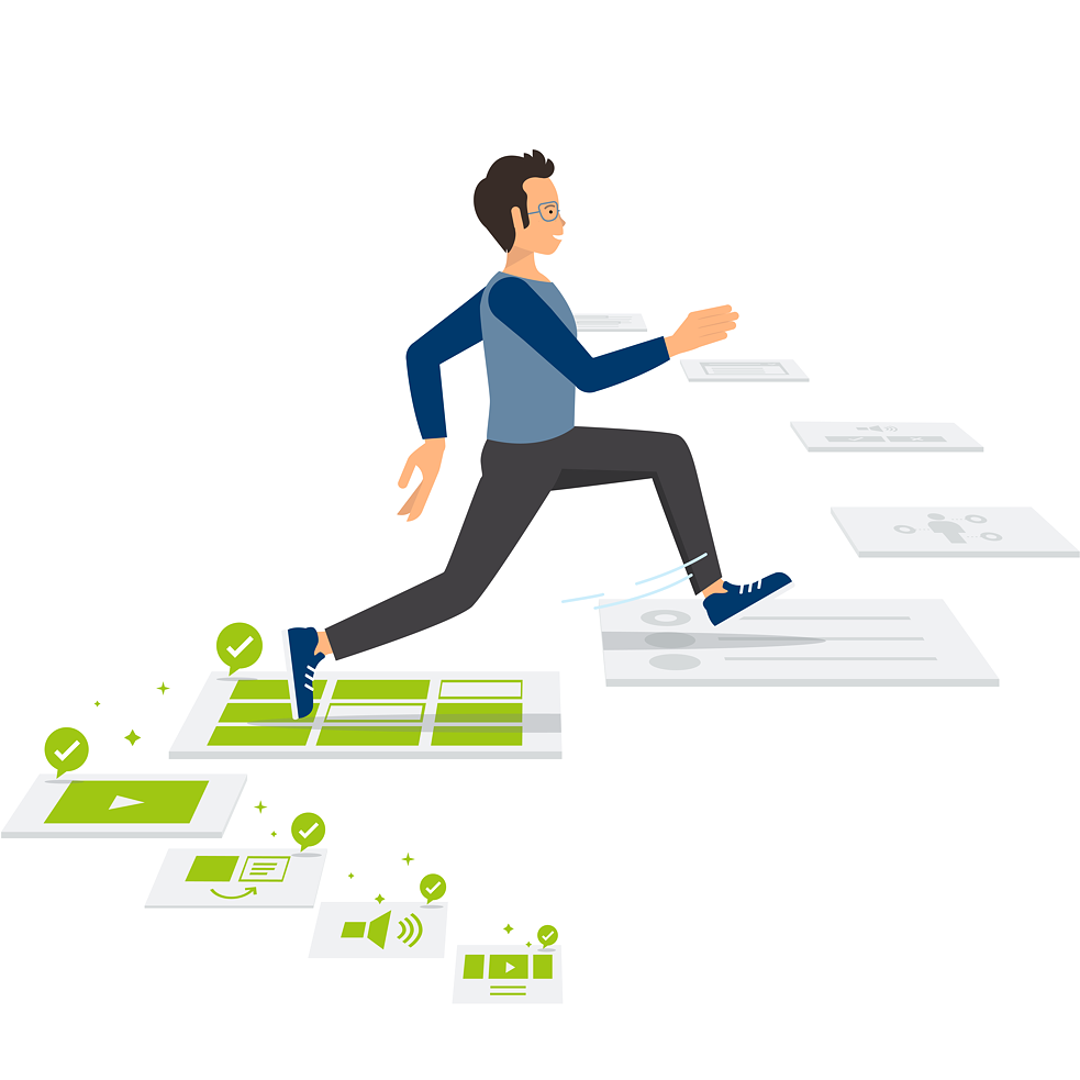 Ілюстрація: молодий чоловік швидко виконує різні вправи