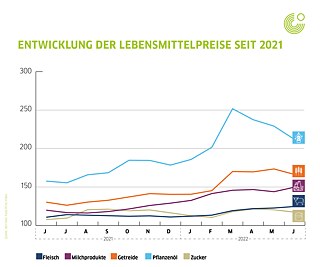Steigerung der Lebensmittelpreise &copy; Grafik: © FAZIT Communication GmbH Steigerung der Lebensmittelpreise