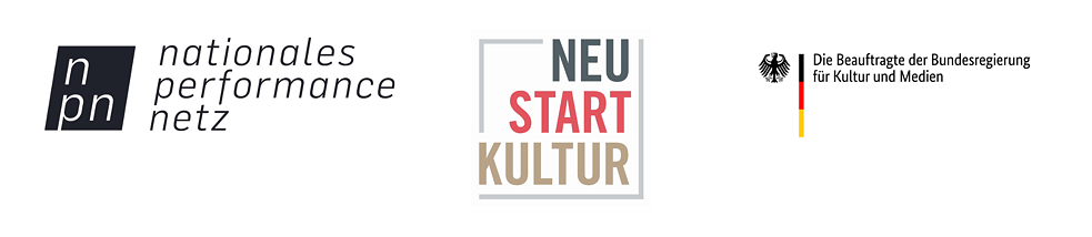 Logos of project sponsors: Nationales Performance Netz, Neu Start Kultur, Beauftragte der Bundesregierung für Kultur und Medien