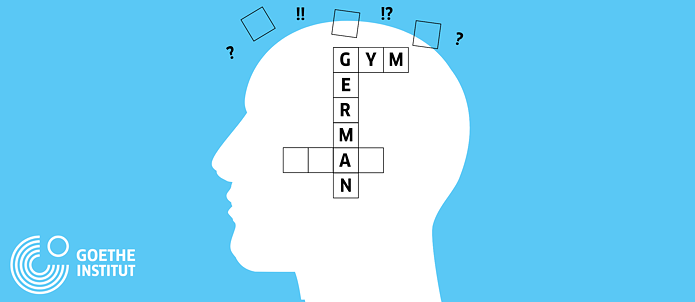 Graphic of head with word puzzle