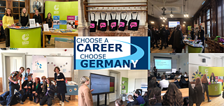 Unser Messestand mit Goethe-Institut-Merch und Mitarbeitenden