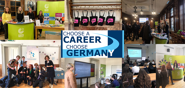 Unser Messestand mit Goethe-Institut-Merch und Mitarbeitenden