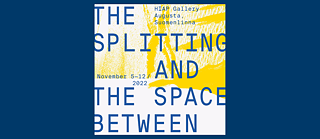 Graafinen kuva, jossa teksti "The splitting and the space between"