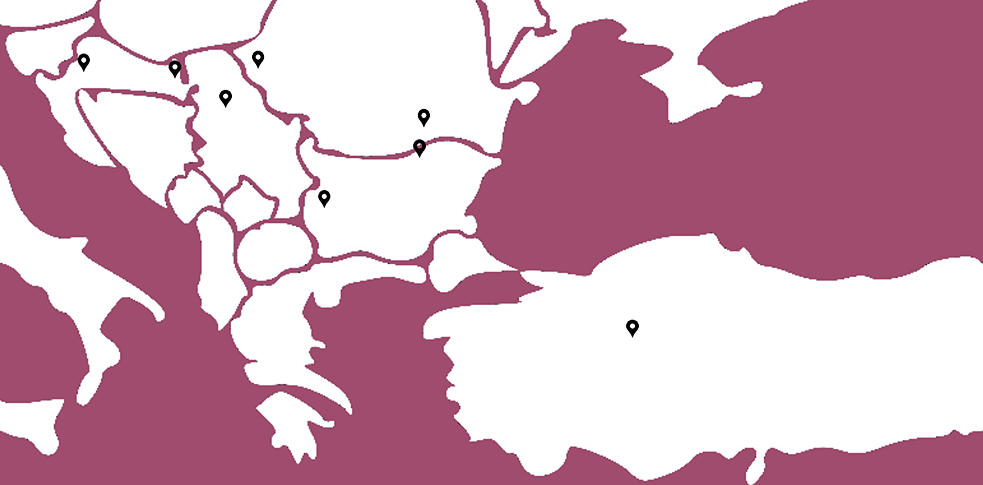 Kartenübersicht der unterschiedlichen Stationen in Südosteuropa