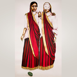 Ein Gemälde von zwei Frauen