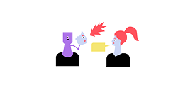 Illustration: Two people with speech bubbles