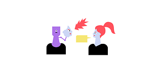 Illustration: Zwei Personen mit Sprechblasen