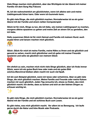 Was bedeutet Glück für mich? Original Antworten der Teilnehmenden