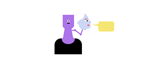 Illustration : Le haut du corps d'un personnage ressemblant à un robot. Sur un bras mécanique, un visage humain tourné vers la droite avec une bulle vide.