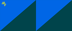 blauer Hintergrund mit grünen geometrischen Formen als visuelle Identität des Projekts