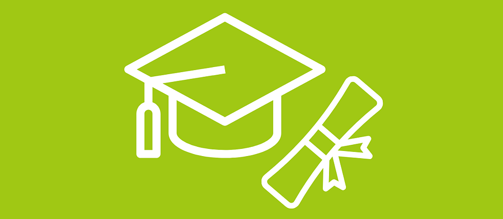Ikone Graduiertenhut und Zertifikat