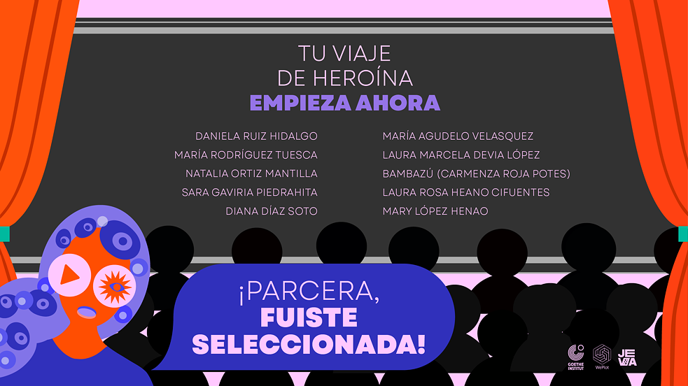 Ilustración con los nombres de las mujeres colombianas seleccionadas en el marco del proyecto