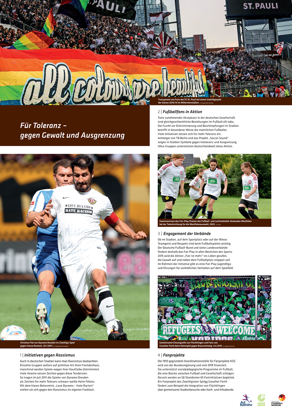Poster about initiatives against violence in soccer