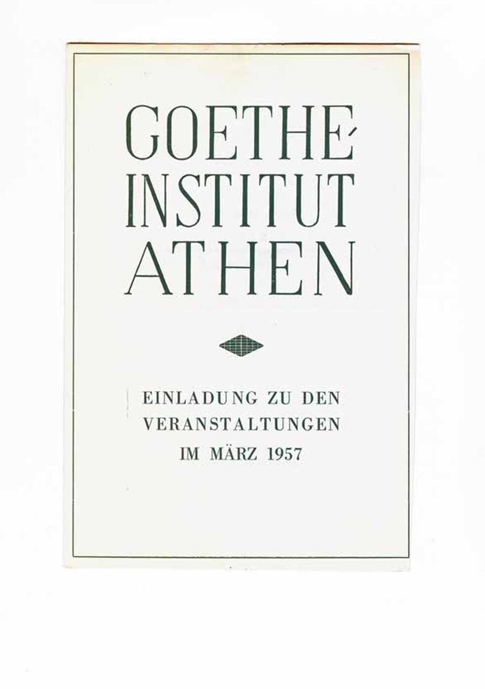 Εξώφυλλο προγράμματος του Goethe-Institut Athen, Μάρτιος 1957.