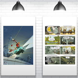 ein Flur, an der Wand hänge verschiedene Plakate einer Plakat-Wanderausstellung