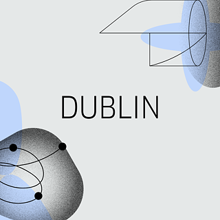 Writing: Dublin/ Design: grey and blue abstract