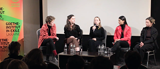 Diskussion mit Eva Yakubowski, Daria Prydybailo, Dr. Hanna Rudyk und Kseniia Paltsun, moderiert von Kateryna Demerza 