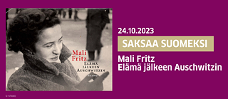 Bild des Covers von "Elämä jälkeen Auschwitzin"in schwarz-weiß, auf dem eine junge Frau zu sehen ist