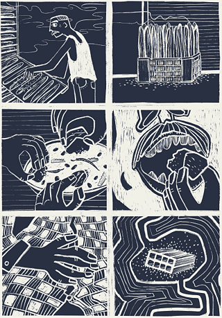 An illustration of a person eating