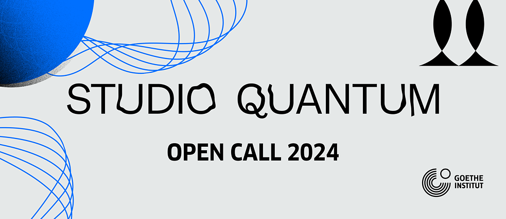 Blue Design. text: Studio Quantum Open Call