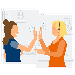 Illustration: Schüler*in und Lehrer*in geben sich ein "High-Five"