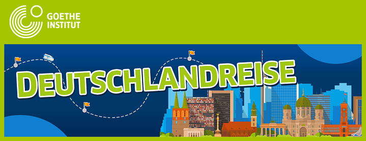 Sykline en arrière-plan, titre en vert "Deutschlandreise" 