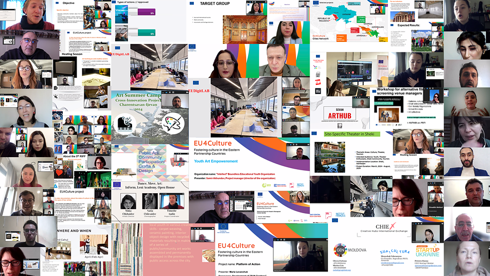 Cultural and Cross-Innovation Projects Meeting collage of screenshots of an online meeting